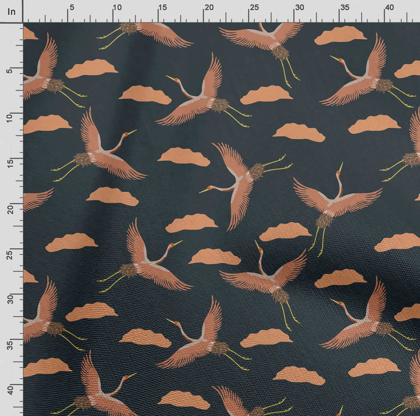 Amazon | Soimoi 鳥のプリント - オレンジ、キャンバス生地素材 - 幅